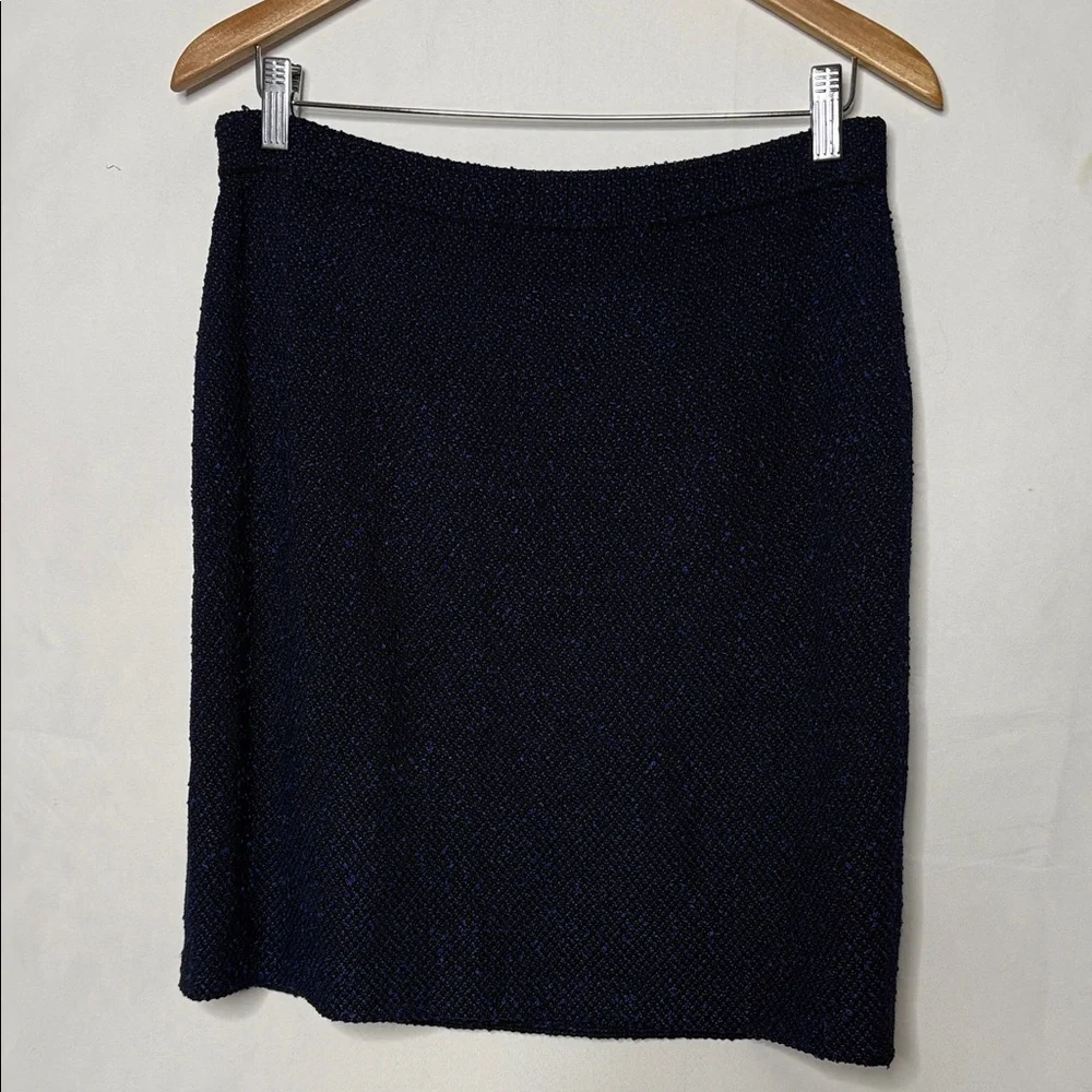 St. John Collection blue black knitted pull on pencil skirt sz 12